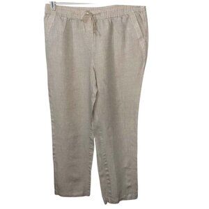 Jones New York Sport Linen Pants - Drawstring Elastic Waist - Size Large